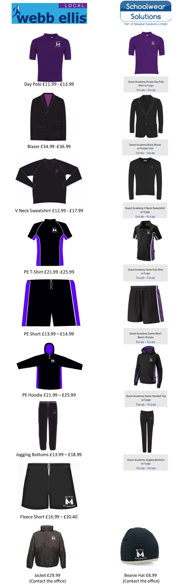 Quest Academy School Uniform